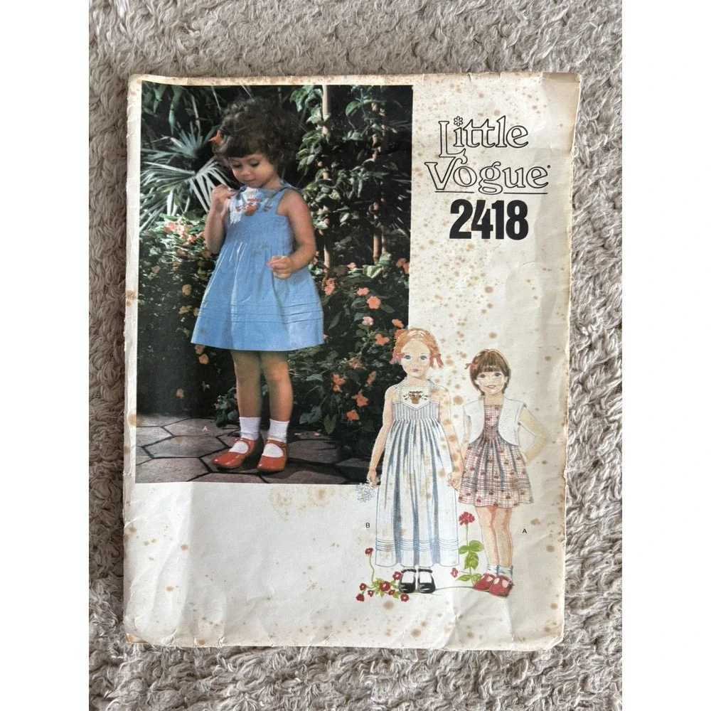Vintage 70's 80's Little Vogue Patterns for Girls Various Sizes 2,3,4 Lot Of 3